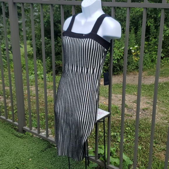 NWT RACHEL Rachel Roy Black & White Striped Dress - Picture 4 of 11